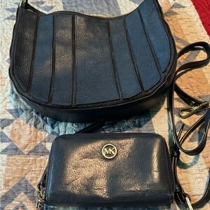 NAVY BLUE Michael Kors Brooklyn Applique medium Leather with wallet